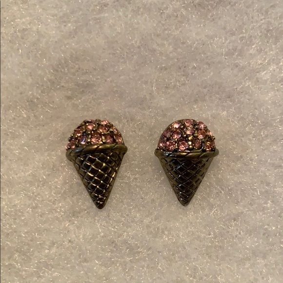 Pink Gold Ice Cream Cone Earrings w Backs - Picture 7 of 15